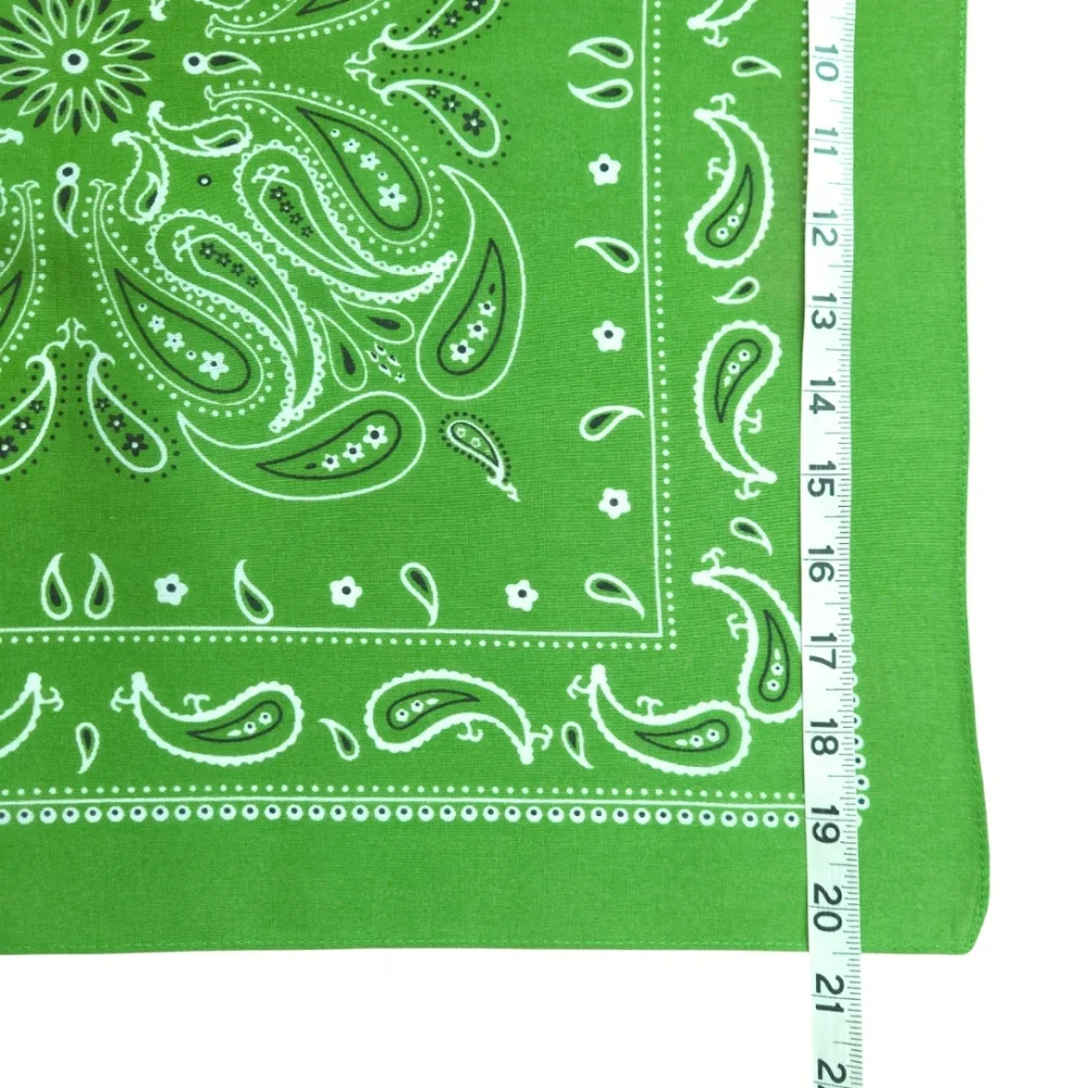 New 100% Cotton Square Scarf Bandana Handkerchief Green with Paisley Print